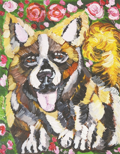 倪卓君的油画创作《牧羊犬》