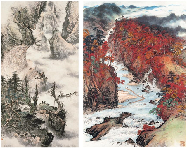 Two ink washpaintings by Guan Shanyue.