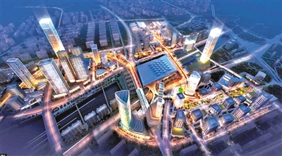 广州东部交通枢纽中心片区效果图，让人充满期待。