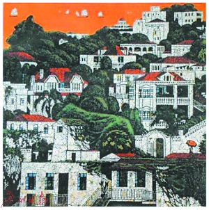 福建工艺美术精品展，漆画《鼓浪屿》，王和举作品。