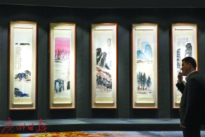 著名画家齐白石作品《山水十二条屏》局部。＠视觉中国
