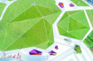 二沙岛艺术公园里面打造的“钻石”造型草地。