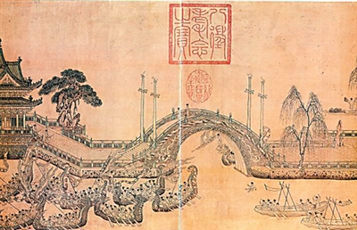 元 王振鹏《龙舟竞渡图》（局部)
