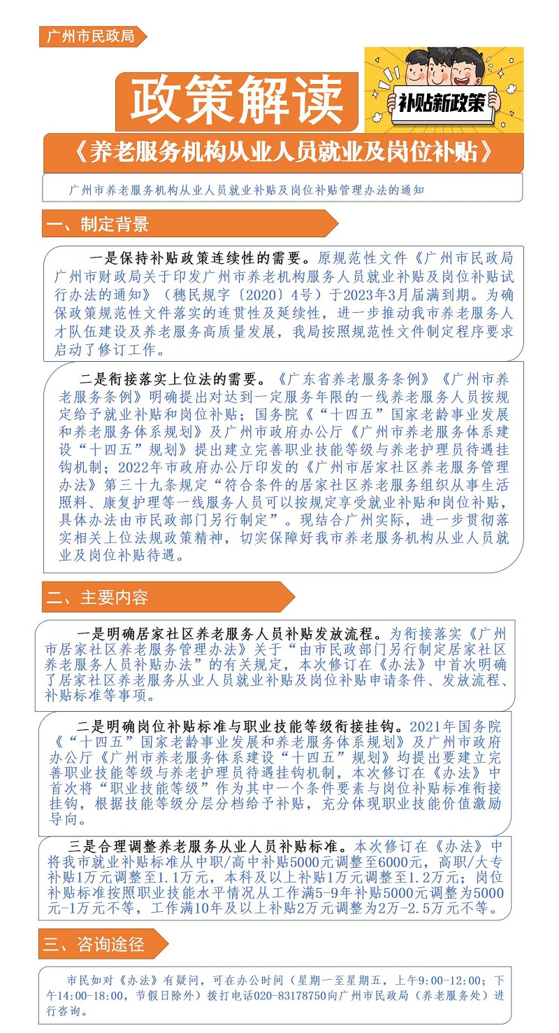 【一图读懂】《广州市民政局 广州市财政局关于印发广州市养老服务机构从业人员就业补贴及岗位补贴管理办法的通知》政策解读.jpg