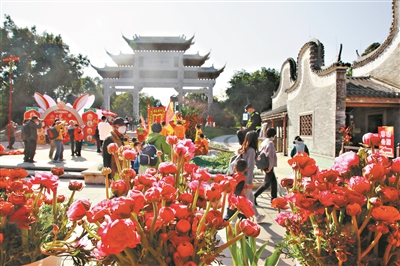 逛江畔花市 观迎春花“海”